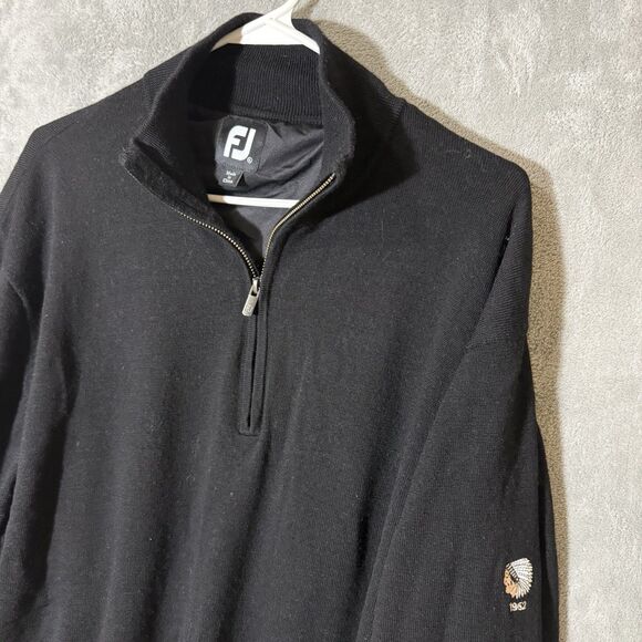 FootJoy Sweater XL Black Half Zip Pullover Wool Lined Golf Performance Indian - Picture 1 of 10